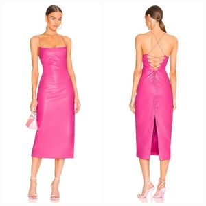 Bardot Helena Vegan Leather Dress in Hot Pink